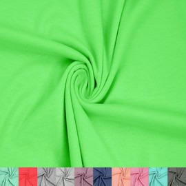 Stylish FABRIC 60" Wide Poly Spandex French Terry Brushed Fabric (210 GSM), Medium Weight, 4-Way Stretch, Soft & Warm-for Apparel, Hoodies, Sweatshirts, Joggers & DIY, Lime Neon 1 Yard