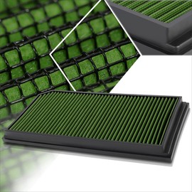 Green Reusable Washable High Flow Drop-in Air Filter Panel Compatible with 06-08 VW GTI/Jetta 2.0 Turbo