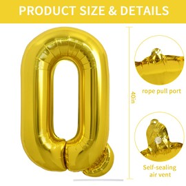 TONIFUL 40 Inch Large Gold Letter Q Balloons Helium Balloons,Foil Mylar Big Balloons for Birthday Party Anniversary Supplies Decorations