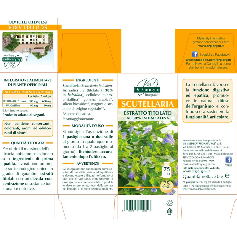 SCUTELLARIA Estratto titolato pastiglie - 30 g