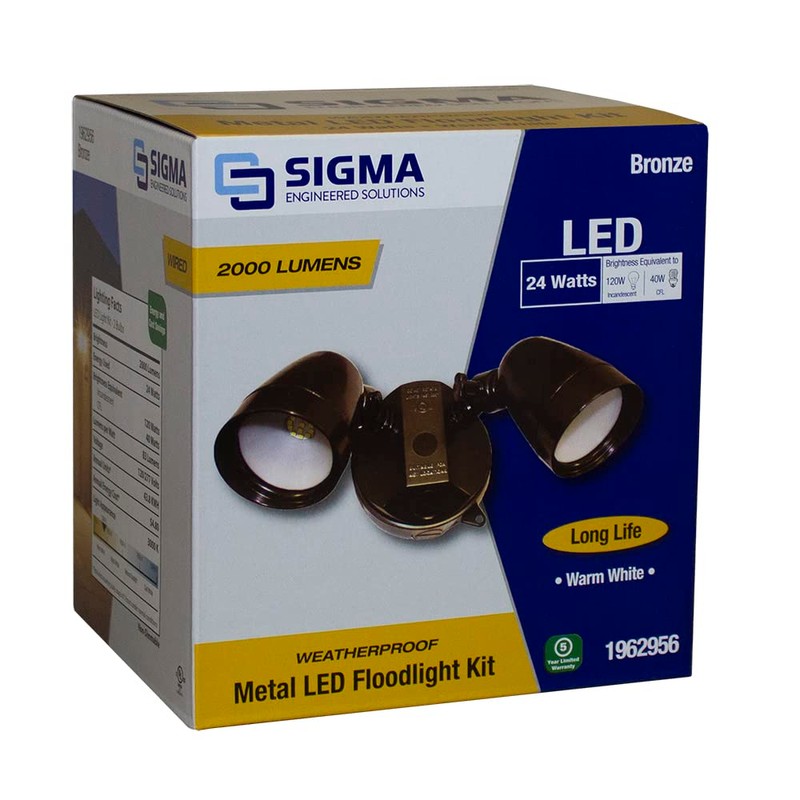 Sigma Engineered Solutions 16754BR Outdoor 2000 Lumens LED Weatherproof Floodlight