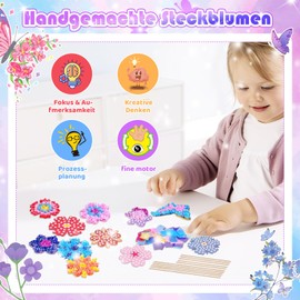 Hhaoysogd Bastelset Kinder ab 5 6 7 8 9 10 Jahre, Basteln Mädchen 4-10 Jahre, Geschenke für Mädchen Spielzeug 5-12 Jahre Blumen Bastelnset mit Pailletten Burtstagsgeschenk Kreativ Set