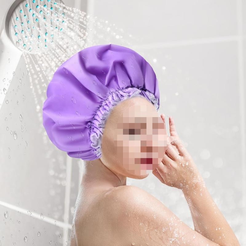 Shower Caps for Women, Terry Cloth Lined and Reusable Bath