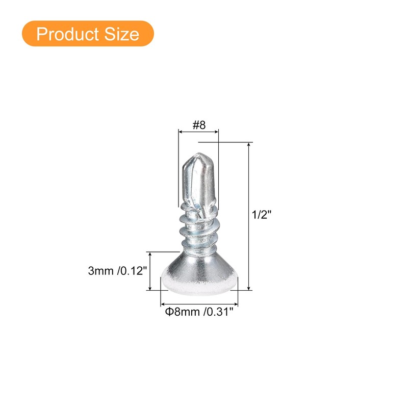 uxcell #8 x 1/2" White Screws Self Drilling Screws, 20pcs