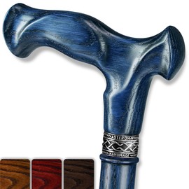 Asterom Walking Cane - Handmade, Ergonomic, Fancy Canes for Men & Women, Cool Wood Walking Stick for Seniors (Indigo, 36 Inches)
