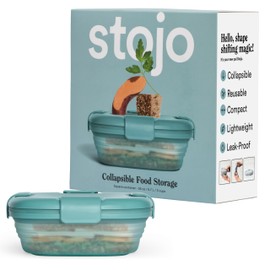 STOJO Collapsible Sandwich Box – 24oz, Reusable Food Storage Container, Silicone Bowl for Hot/Cold Food – Meal Prep, Lunch, Camping, Hiking – Dishwasher Safe (Set of 1, Eucalyptus Green)