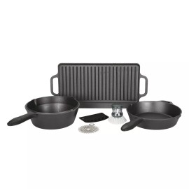 OZARK TRAIL 8 PC PRE SEASONED CAST IRON SKILLET COOKWARE SET *NEW