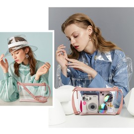 KALIDI Clear Bag Stadium Approved Crossbody Purse Zipper Shoulder Bag Vegan Leather Trim Sports Concert Prom Party, Pink