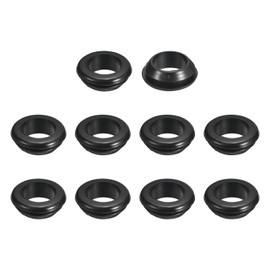 sourcing map 12 Pcs Rubber Grommets, 20mm ID 25mm Drill Hole Double Sided Hollow Firewall Hole Plugs Round Electrical Wiring Gasket, Black
