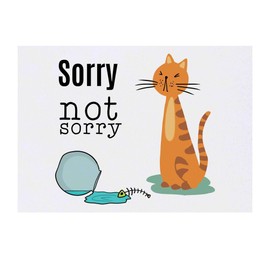 'Naughty Cat With Fish Bone' Temporary Tattoo - Water Resistant, Skin-Safe, Non-Toxic Transfer (TO00085397)