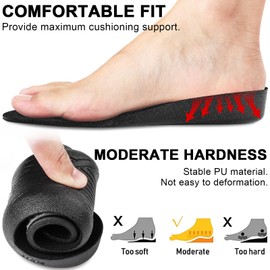 Ailaka Height Increase Insoles for Men Women - 1 Pair PU Shoe Lifts Inserts Elastic Shock Absorbing Sports Thick Shoe Insoles Height Increase, Elevator Inserts for Men Women