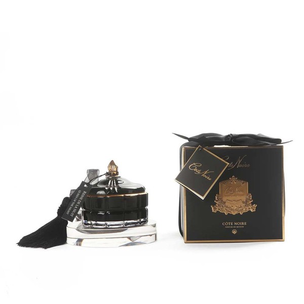 Cote Noire-Small Art Deco Candle Black and Gold, French Morning Tea 200g