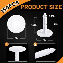 1 3/8 '' Vapor Barrier Christmas Tree Fasteners for Crawlspace Poly Liners Encapsulations Covers White Push Plastic Foam Board Fasteners (150 Pcs)