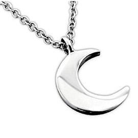 Discreet Sterling Silver Necklace with Small Half Moon Pendant