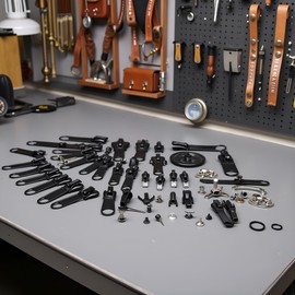 6Pcs Black Zipper Repair Kit Universal Instant Fixer with Metal Slide Fix Any Instantly 3 Different Zipper Sizes Sewing, Fasteners, Repair Kit