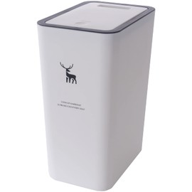 Sooyee - Bote de basura de 14 litros con tapa, cubeta de basura de cocina de 3.7 galones, bote de basura para sala de polvo, recámara, cocina, baño, sala de manualidades, oficina, color blanco