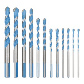 Newzoll 12Pcs Masonry Drill Bits, Multifunctional Twist Drill Bit Set Masonry Drilling Bits for Brick Concrete Glass Plastic Wood Tile Ceramic, 3/3/4/4/5/5/6/6/7/8/10/12mm