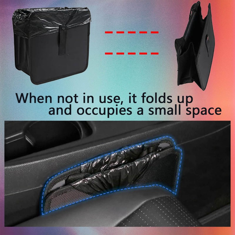 KAQISI Foldable Car Trash Can, Hanging Waterproof Leakproof Trash Can
