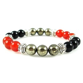 The Magic Is In You 7" - Blood Disorder 8mm Crystal Gemstone Intention Bracelet - Carnelian, Onyx, and Pyrite
