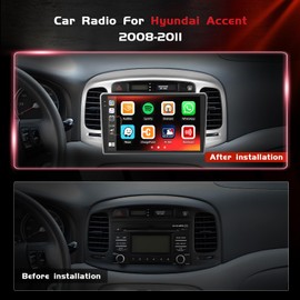 Realdio 4+128GB Android 15 Car Radio for Hyundai Accent 2008-2011 with Wireless Carplay Android Auto, 9" in-Cell Touchscreen Car Stereo for Accent with WiFi Bluetooth GPS FM/RDS EQ Backup Camera MIC
