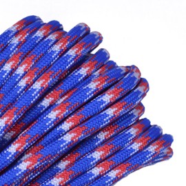 35+ Camo Pattern of Parachute 550 Cord Type III 7 Strand Paracord - Red White Blue Camo (50 Feet)