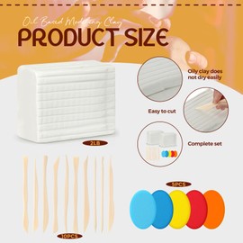 Feifeiya 2 Pack Non Drying Oil Based Modeling Clay 4 Pounds with 15 Pcs Pottery Sculpting Tool Set Non Hardening Reusable Clay Sculpting Clay for Craft Projects for Beginners Artist(White)
