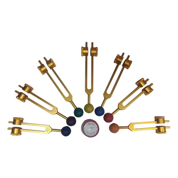 Radical Golden Chakra Weighted Set of 7 Colored Premium Tuning