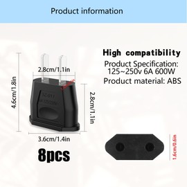 OMIGA 8 Pieces Travel Adapter USA Copper Core Adapter USA Travel Adapter Japan EU to US Socket Adapter Germany to Canada Japan Colombia Mexico Universal Adapter (Black)