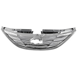 Evan Fischer Grille Assembly Compatible With 2011-2013 Hyundai Sonata Chrome Shell with Paintable Insert Plastic Grille