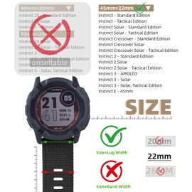 EKINGEEK for Garmin Instinct Watch Band, Rugged Nylon Replacement Strap for Instinct 2 Instinct 3 45mm, Compatible with Garmin Instinct Solar, Tactical, Tide Esports, Sport Outdoor Work Use Replacement Band