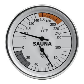 Sauna Thermometer & Humidity Meter with Fahrenheit - All-Metal Wall Mount Gauge for Steam Rooms | No Battery Needed | 20-120°C / 68-248°F Range