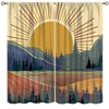 Llylumty Mid Century Abstract Mountain Curtains,Boho Minimalist Sunrise Sunset Sun