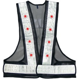 Village Blacksmith No. 732 LED Flash Safety Vest, 2.4 inches (60 mm) Wide, One Size Fits Most, Navy Blue x Silver