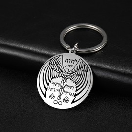 EUEAVAN Tetragrammaton Necklace YHVH YHWH Jehovah Necklace Yeshua Blessed Prayer Pendant Hebrew Bible Name God Religious Jewelry Lord Amulet for Jewish Christians, Stainless Steel