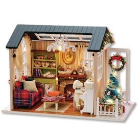 Aozznest DIY Miniature House Kit of American Retro Style Holiday Times, House Kit for Adults to Build, Mini House Making Kit with Furniture, Gifts for Family and Friends. (Holiday Times)