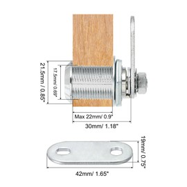PATIKIL Cabinet Cam Lock with Key 1-1/6"(30mm) Keyara Eve Cam Lock Cylinder Zinc Alloy Chrome Drawer Lock Tube Lakam Removable Key Door Drawer Cabinet