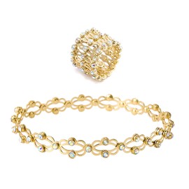 Frodete Expandable Ring Bracelet, Folding Retractable Ring Bracelet, Adjustable Transform Bracelet Ring, Retractable Ring Replacement Bracelet Rose Statement Ring Jewelry Gifts, Gold