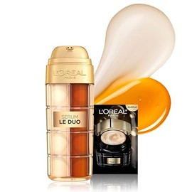 L'Oreal Paris Age Perfect Serum Le Duo, Suero iluminador, reafirmante y antienvejecimiento para la cara con péptido de colágeno, vitamina C y B3, 1 onza líquida + muestra