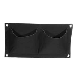 MECCANIXITY Vertical Hanging Grow Bag with 2 Pockets, Wall Mounted Felt Fabric Flowerpot Bag Plant Container for Garden Home Decoration, Black
