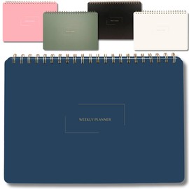 Merely Home Undated Weekly Planner | 8.25” x 11.75” Work To-Do Notebook | ADHD Academic Organizer | Multi-Layout | Men and Women Planner | College Supplies | Navy | Landscape Layout