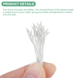 M METERXITY 100-Pack Artificial Flower Stamen Kit, Mini Double Heads Flower Stamens Pistil, Stamens for Flower Making/Craft DIY Wreaths/Wedding Floral Arrangements [White]
