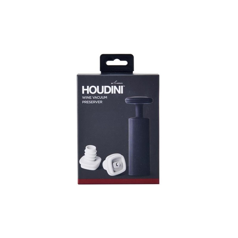Houdini Wine Vacuum Preserver, 6"x 4"x 7", Black
