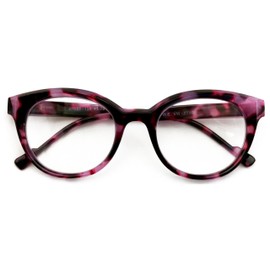 V.W.E. Women Round Progressive Clear Bifocal Reading glasses - No Line or Bubble - Zero Power on Top Reader (Purple, 2.50, x)