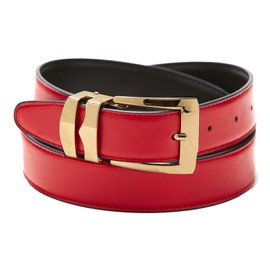 Concitor Reversible Belt Bonded Leather with Removable Gold-Tone Buckle RED/Black 40