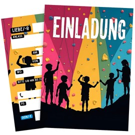 ZETTMANN® 10er Set Klettern Einladungskarten Kinder – Geburtstag & Einschulung – Abenteuer Einladungen Jungen & Mädchen – DIN A6 Postkarten Set (Klettern)