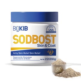 SODBOST Skin & Coat Supplement Powder for Dogs & Cats-SOD Enzyme Skin Relief Formula for Allergy & Itch Relief, Stops Scratching & Reduces Shedding - Plant-Based, Made in USA - 60 Scoops
