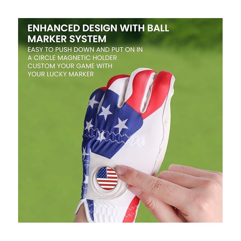 Golf Gloves American Flag Print (Large, Right)