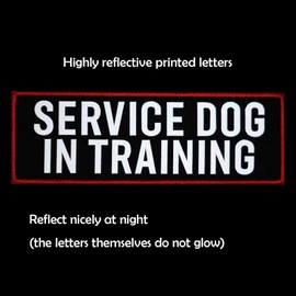 FITZNORA 2 Pcs Reflective Service Dog in Training Patch with Hook and Loop Backing, Embroidered Border with Printed Lettering Patch for Dog Vest Harness Working Dogs (6 x 2 inches)