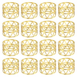 sourcing map Metal Napkin Rings Set of 20, Hollow Napkin Ring Holder Buckle for Dining Table Decorations Wedding Birthday Holiday Party, Gold