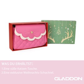 Gladdon Cat Shoulder Bag Crossbody Bag Cute Small Messenger Bag Adjustable Shoulder Strap Purse for Teenage Girls Women, Dark pink